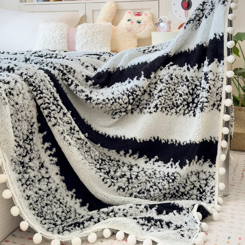 Afralia™ Nordic Velvet Sofa Blanket with Fur Balls for Summer and Autumn