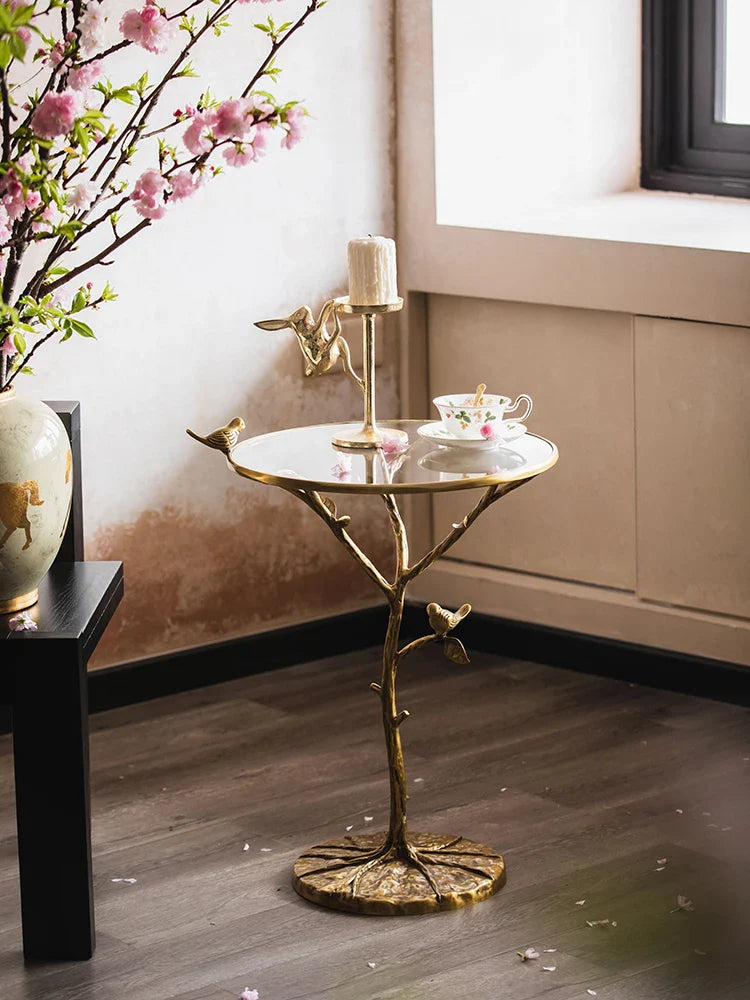 Afralia™ Brass Bird Side Table - Luxury Living Room Sofa Table for Creative Home Decor