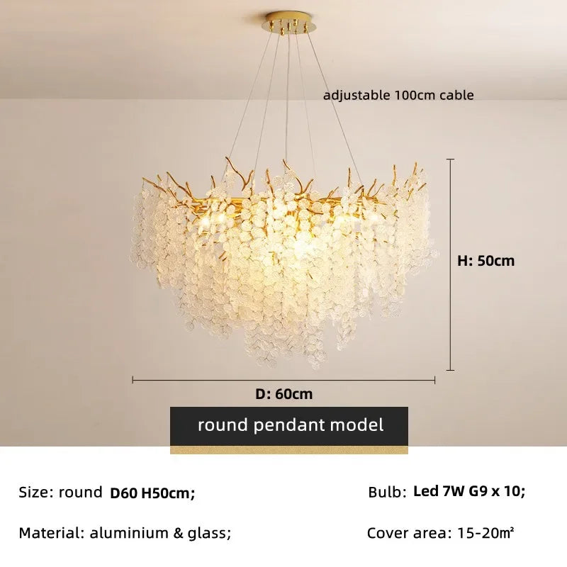 Afralia™ Modern Luxury Gold Branch Pendant Light - Aluminum LED Luminarias