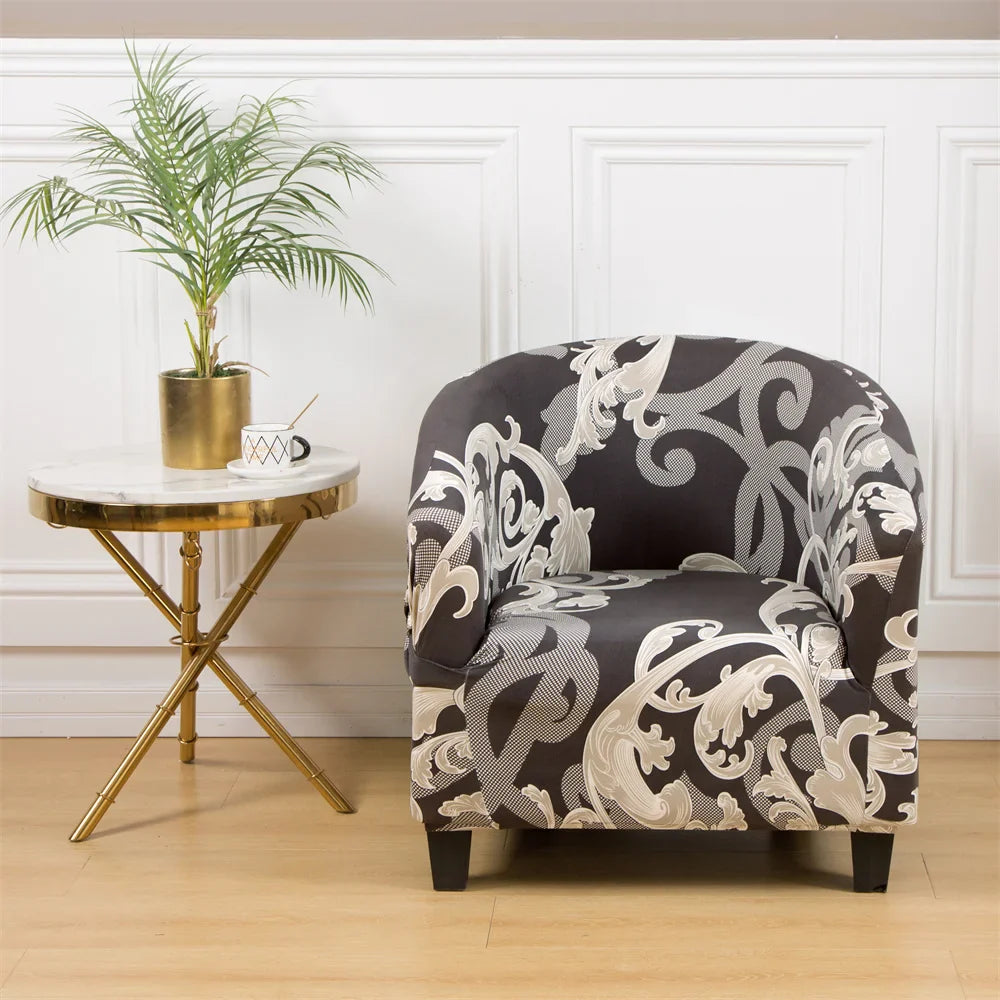 Afralia™ Printed Tub Chair Cover - Armchair Slipcover for Club Sofa