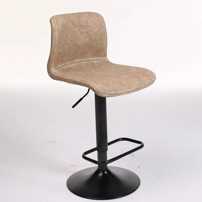 Afralia™ Nordic Minimalist High Stool with Backrest, Adjustable Height & Rotation for Kitchen & Bar