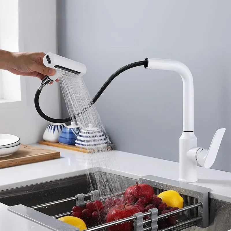 Afralia™ Pull Out Kitchen & Bathroom Faucet: Lead-Free, Hot/Cold Waterfall Sink Tap