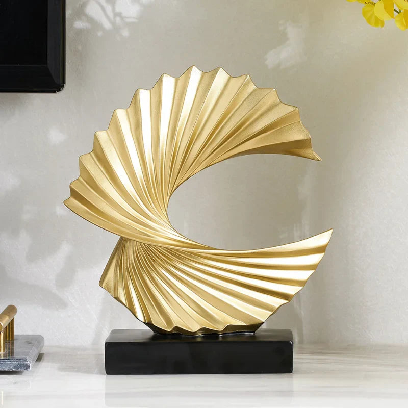 Afralia™ Golden Resin Abstract Sculpture for Modern Home & Office Decor