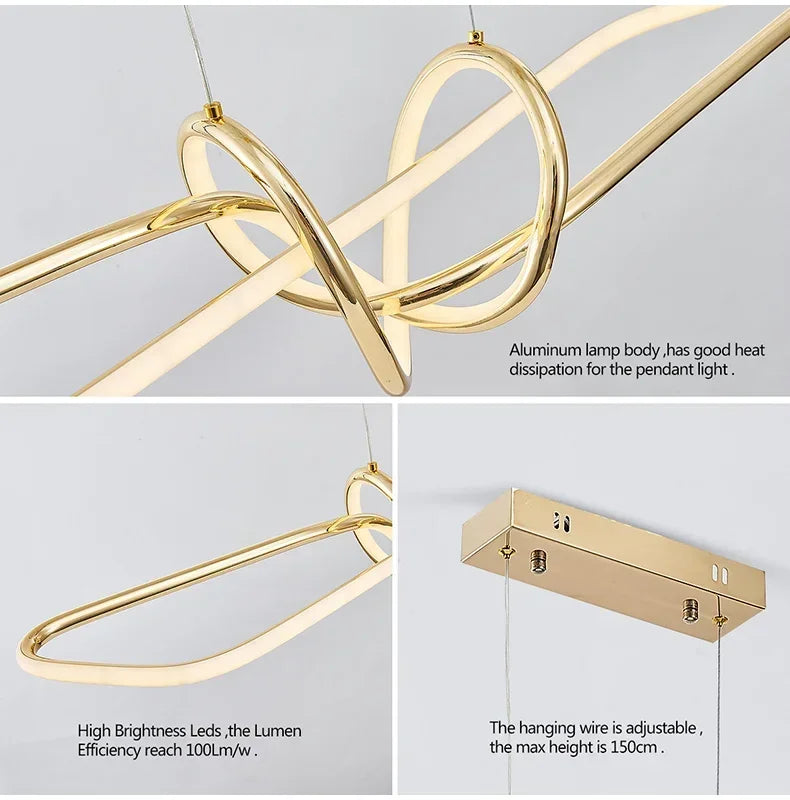 Afralia™ Gold LED Chandeliers: Modern Kitchen & Restaurant Lighting Fixtures