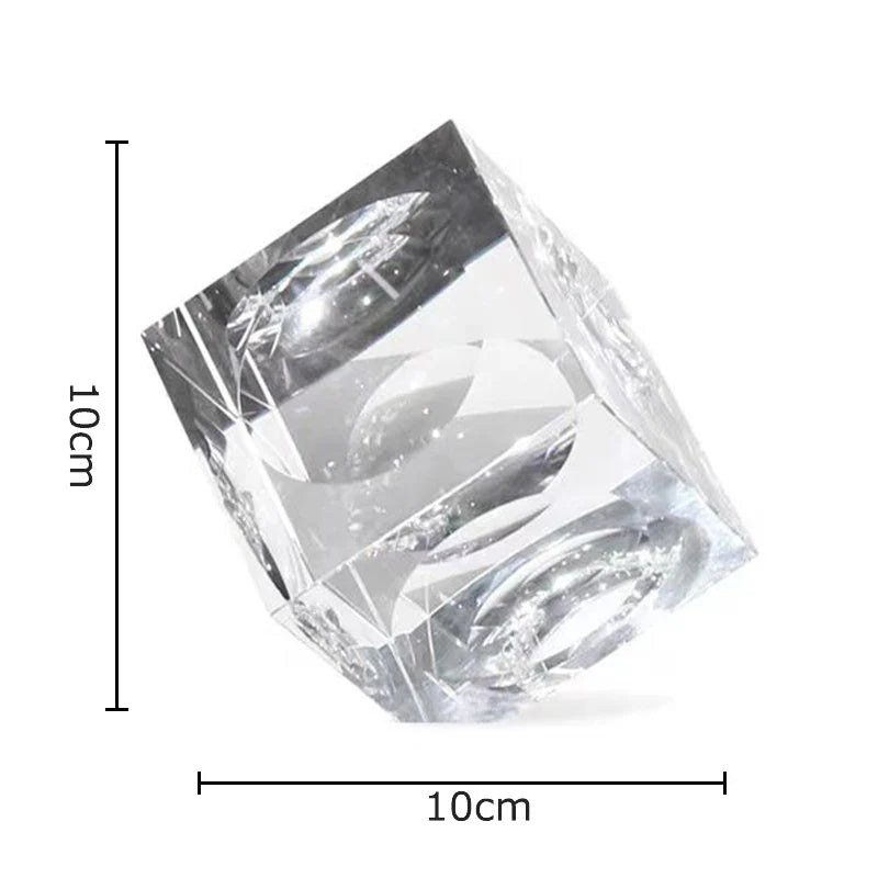 Afralia™ Crystal Cube Statue Desk Ornament - Creative Room Decor Sculpture