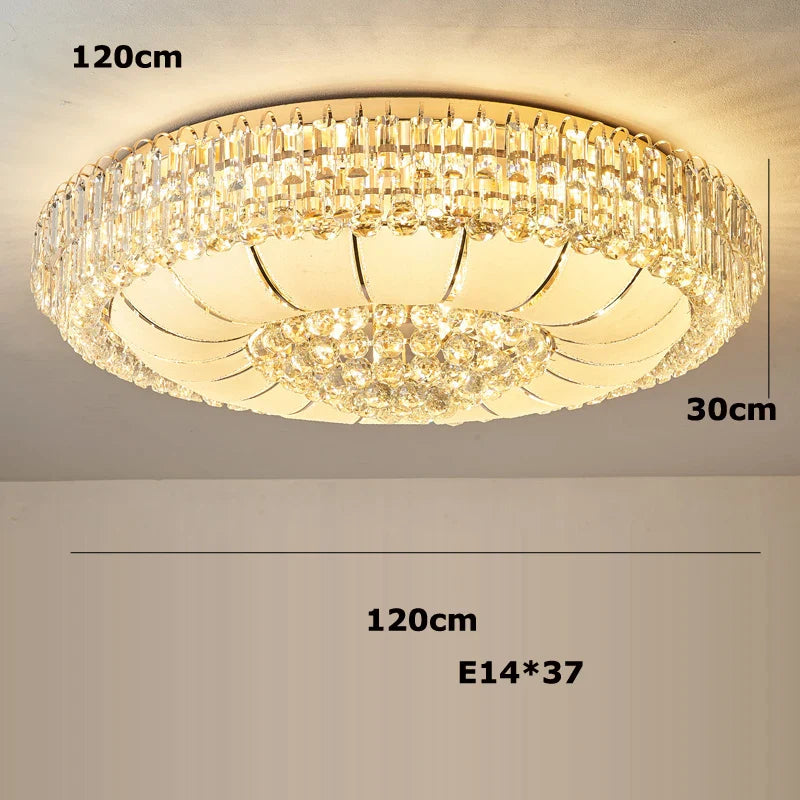 Afralia™ Gold Chrome Crystal LED Ceiling Chandelier for Living Room