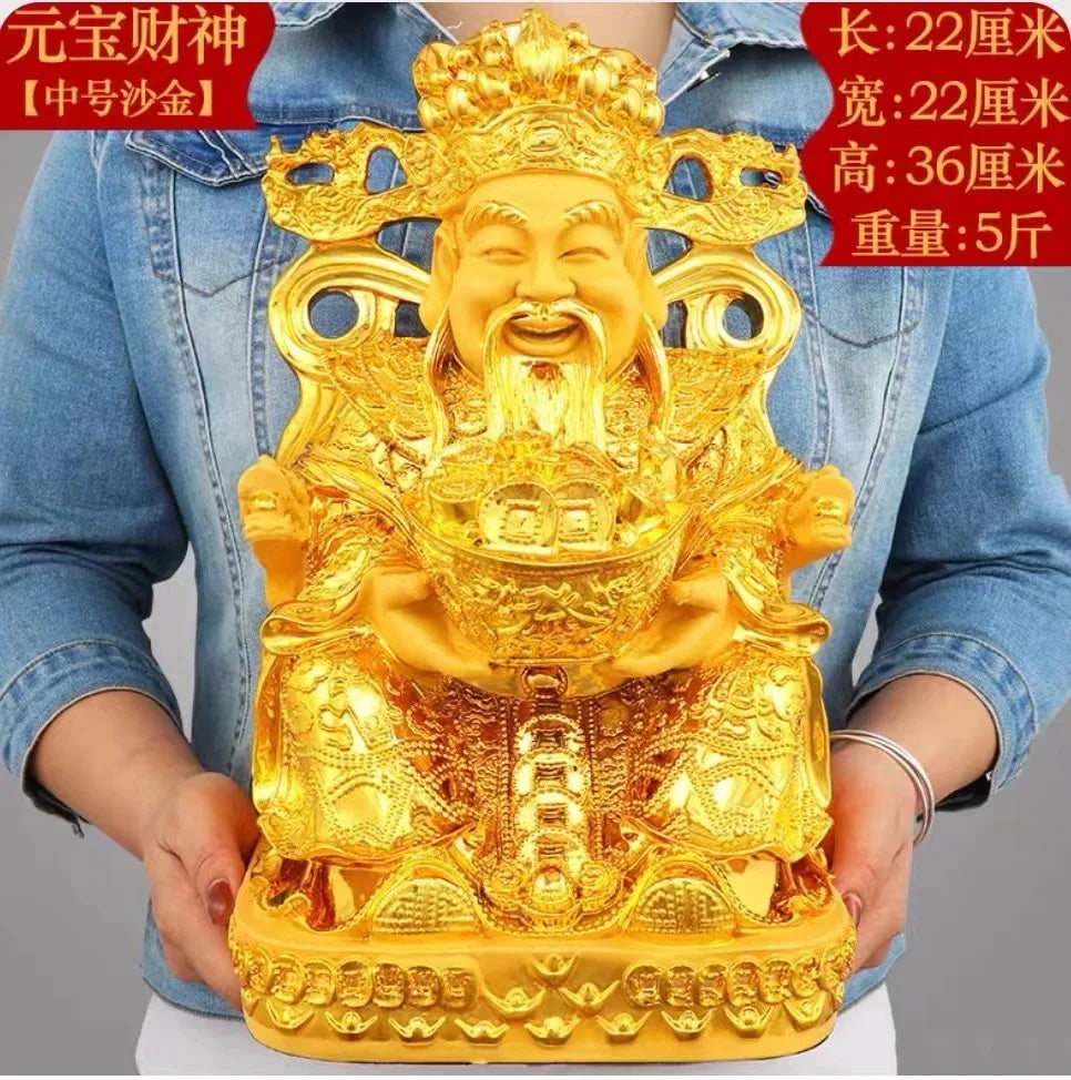 Afralia™ Gold God of Wealth Statue: Fengshui Home Decor Sculpture for Entrance & Living Room