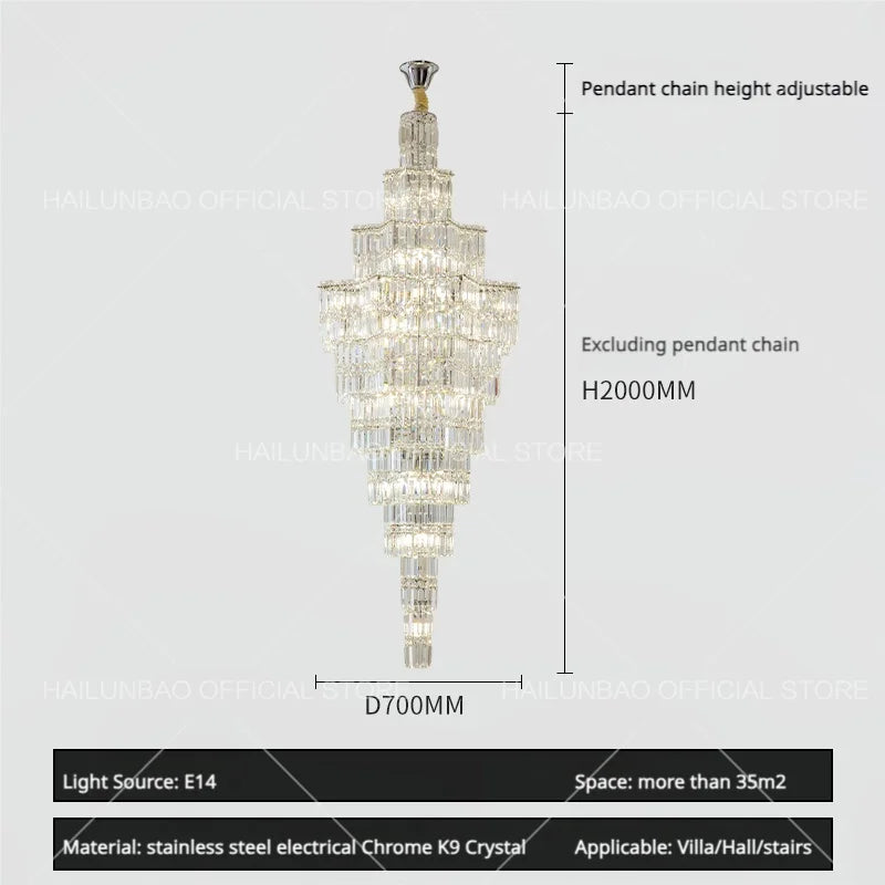 Afralia™ Crystal Staircase Chandelier: Luxury European Style for Villa Living Room