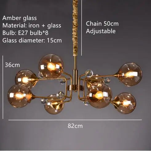 Afralia™ Glass Bubble Chandelier: Vintage Industry Lighting for Living Bedroom Kitchen