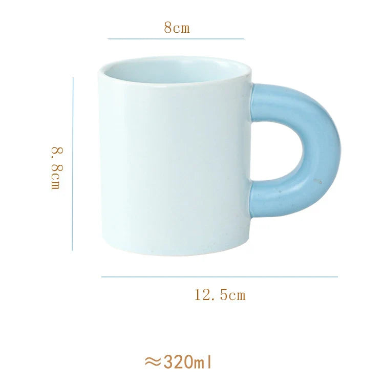 Afralia™ Minimalist Porcelain Mug with Big Handle for Coffee, Tea, Juice, and More