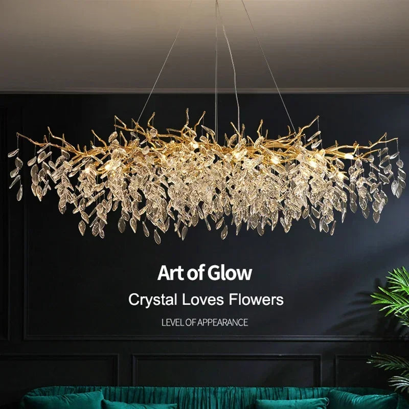 Afralia™ Golden Branch Ceiling Chandelier with Crystal LED - Luxury Modern Design for Living Room