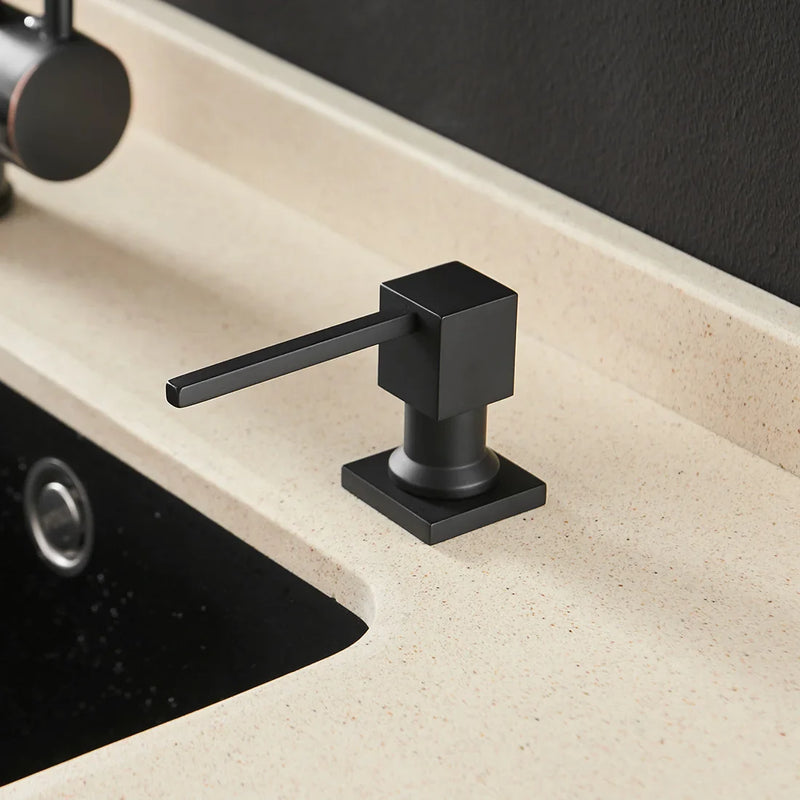 Afralia™ Square Pump Soap Dispenser for Kitchen Counter Top - Black Finish