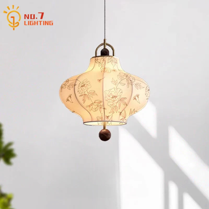 "Afralia™ Wabi-sabi Retro Pendant Lights LED E27 Fabric Art Hanging Lamp for Home Decor"