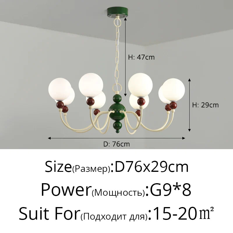 Afralia™ Modern Cream Green Glass Chandelier for Bedroom Living Room Kitchen
