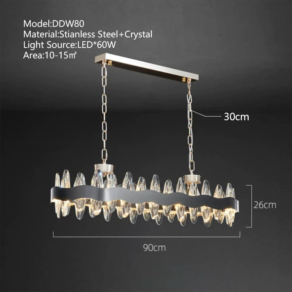 Afralia™ Modern Crystal Chandelier: Long Gold LED Luxury Suspension Lamps