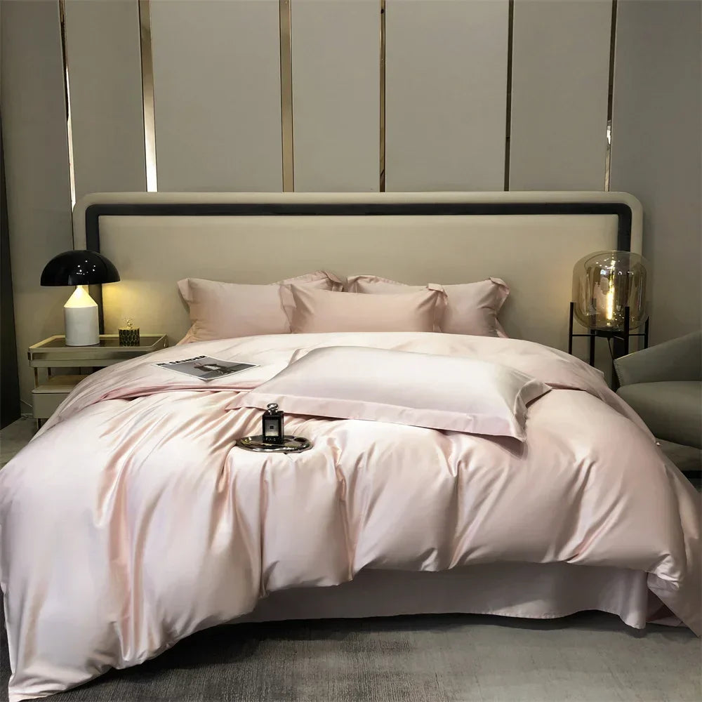 Afralia™ Egyptian Cotton Bedding Set - Solid Color Sheet Pillowcase Duvet Cover