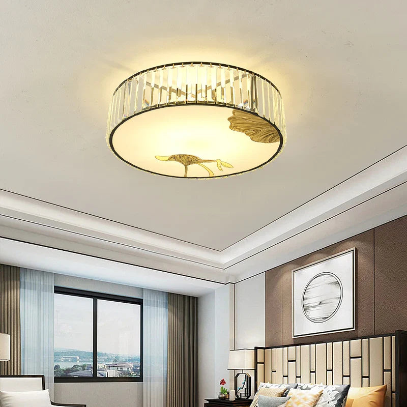 Afralia™ Crystal Chinese Style Ceiling Light for Living Room and Bedroom