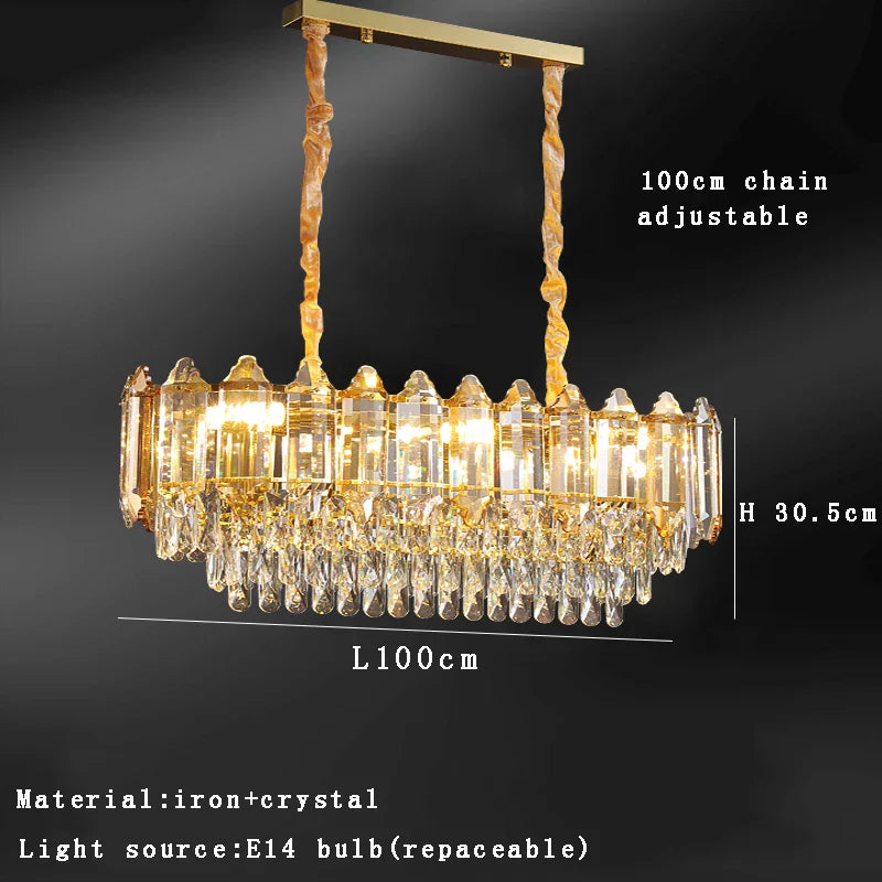 Afralia™ Gold Amber Crystal Chandelier Lights Modern Room Decor Hanging Lamp