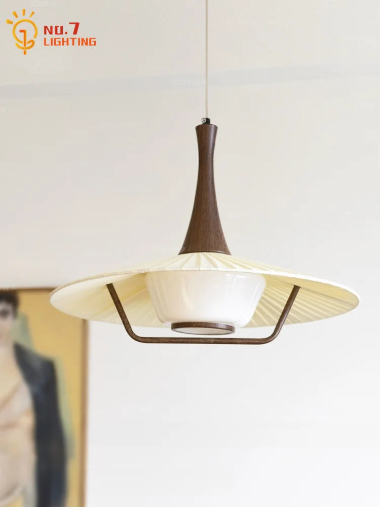 Afralia™ Walnut Flying Saucer LED Pendant Lights for Kitchen Island & Living Room