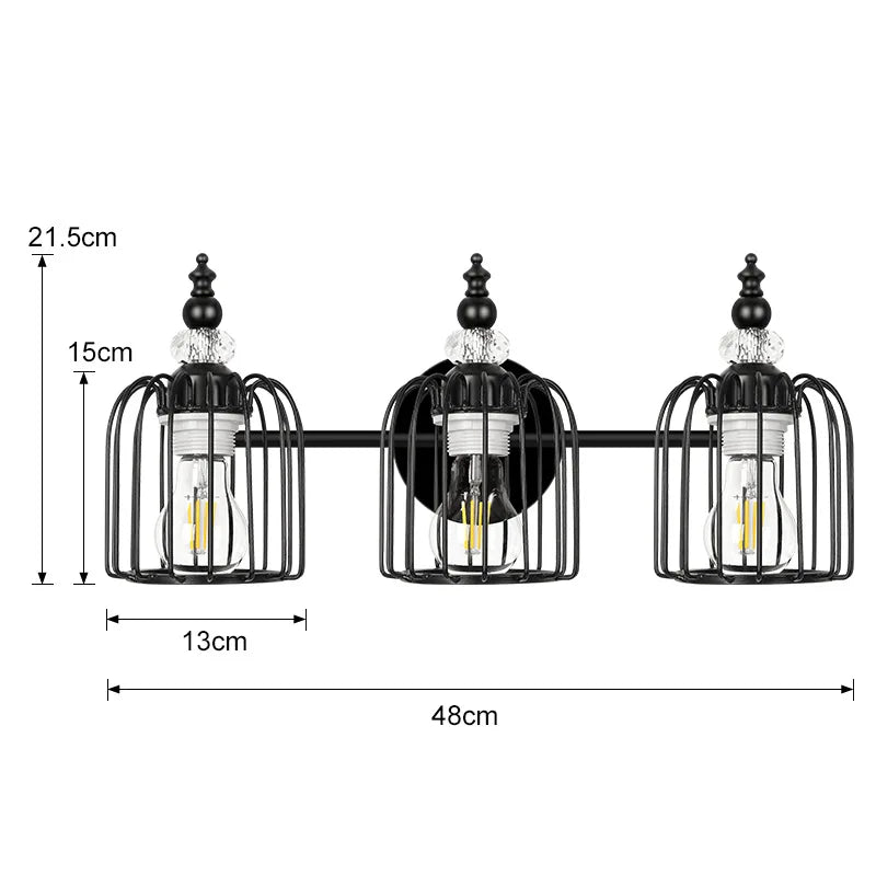 Afralia™ Wrought Iron Wall Lamp with Garlic Bead Three Head Lampshade