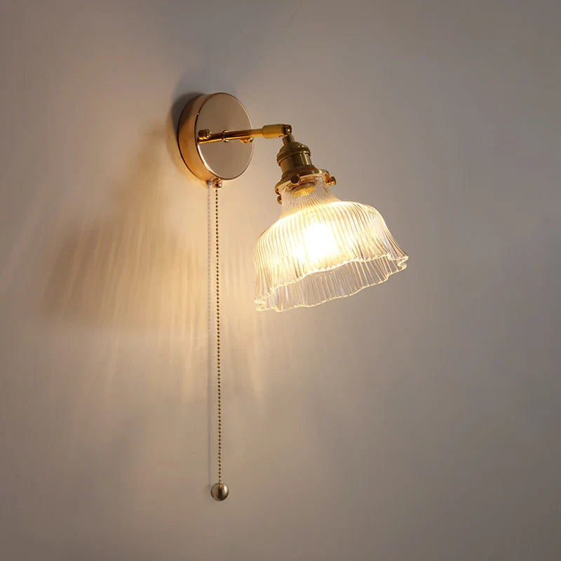 Afralia™ Glass Rotate Copper LED Wall Sconce - Modern Nordic Bedroom Study Lamp