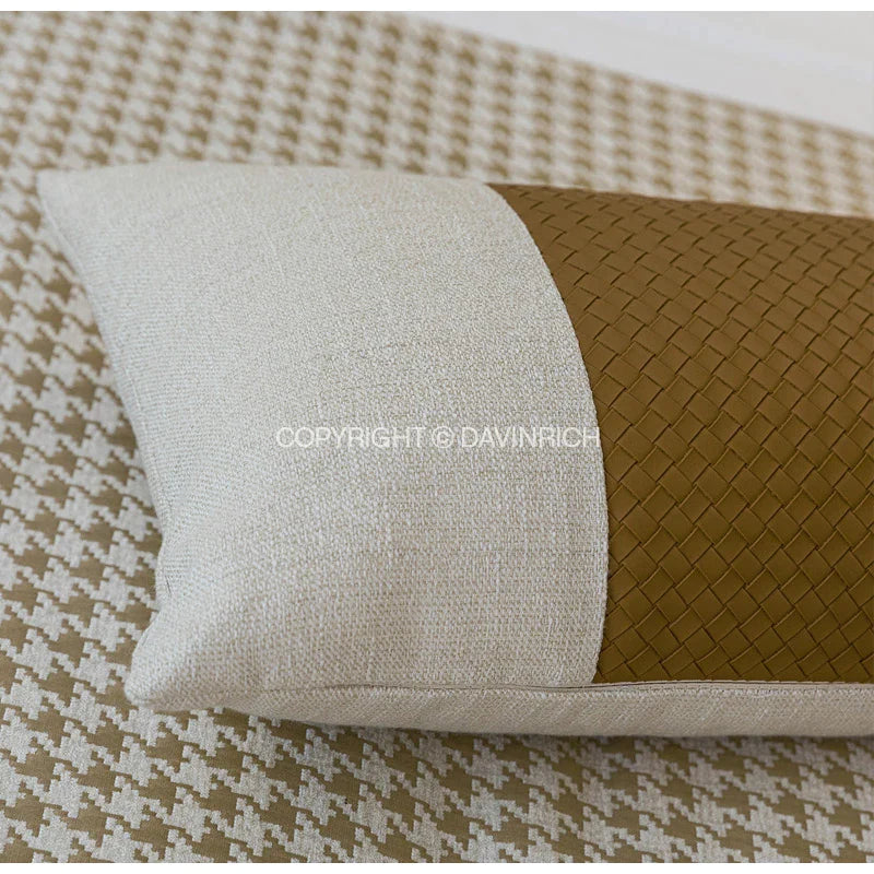 Afralia™ Champagne Houndstooth Jacquard Pillowcase 50x50cm