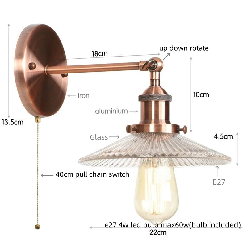 Afralia™ Vintage Chrome LED Wall Light with Clear Glass Sconce for Indoor Bedroom