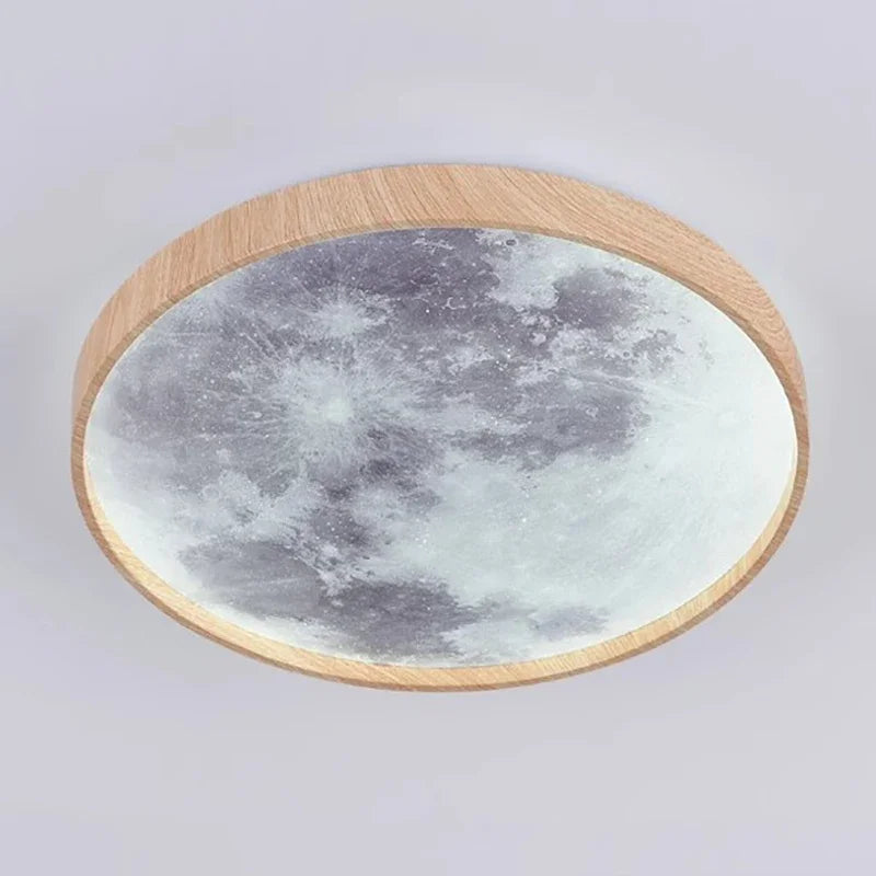 Afralia™ LED Moon Wood Ceiling Light 26/34CM Walnut Decor - Bedroom Living Room Home Illumination