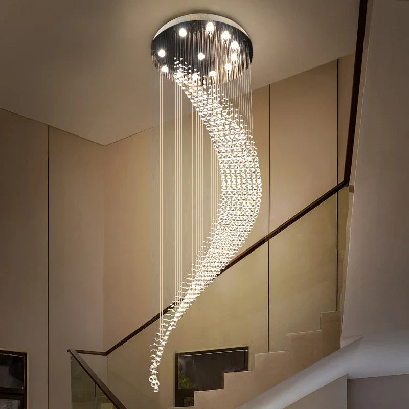 Afralia™ Spiral Crystal Chandelier LED Modern Light Fixture Crystal Ball Luxe Home Decor