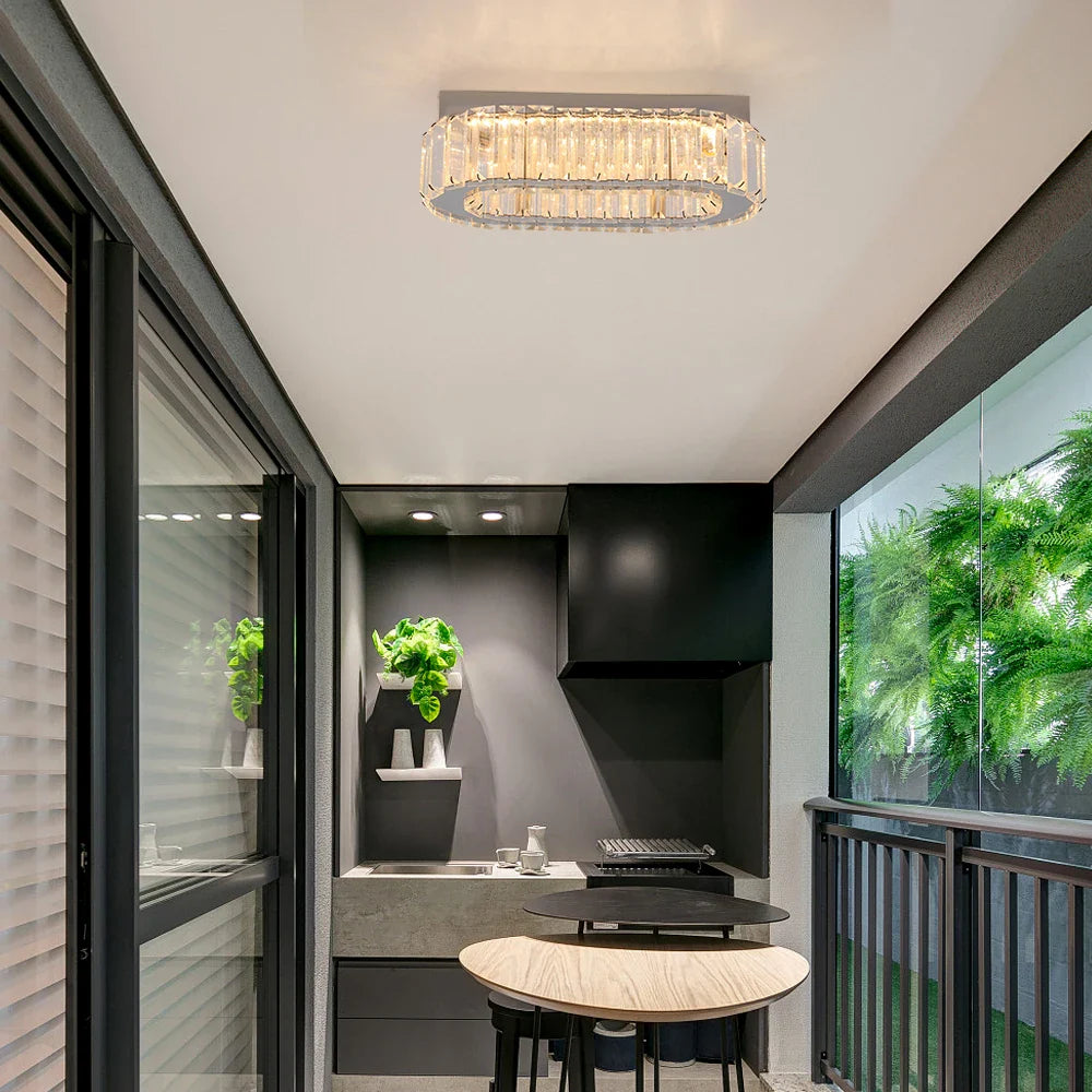 Afralia™ Modern Crystal Oval LED Ceiling Chandelier for Living Room, Dining Room, Bedroom