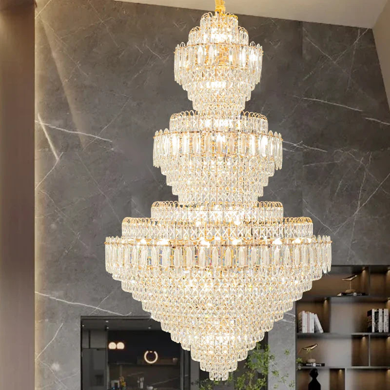 Afralia™ Sparkle Spiral Staircase Chandelier - Modern High Living Room Crystal Light