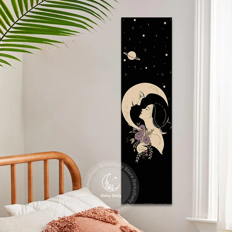 Afralia™ Sun Moon Wall Tapestry - Boho Aesthetic Room Decor for Living Room & Bedroom