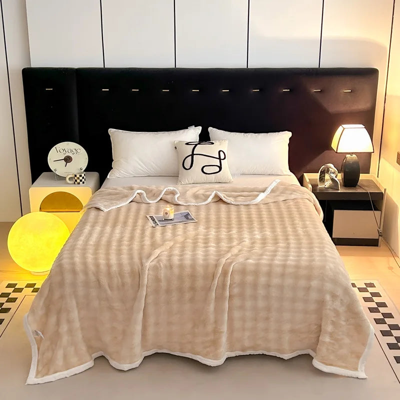 Afralia™ Plush Flannel Sofa Blanket Double Sided Velvet Nap Shawl