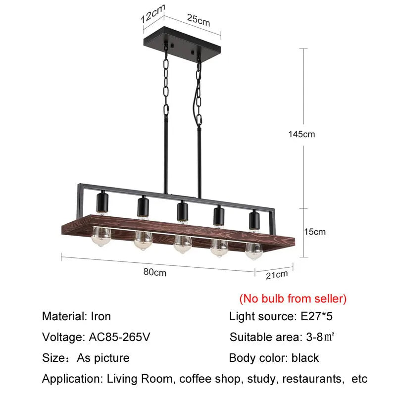 Afralia™ Loft Industrial Pendant Light for Living Room, Restaurant, Bar - 5-Head E27 Pendant Lamp