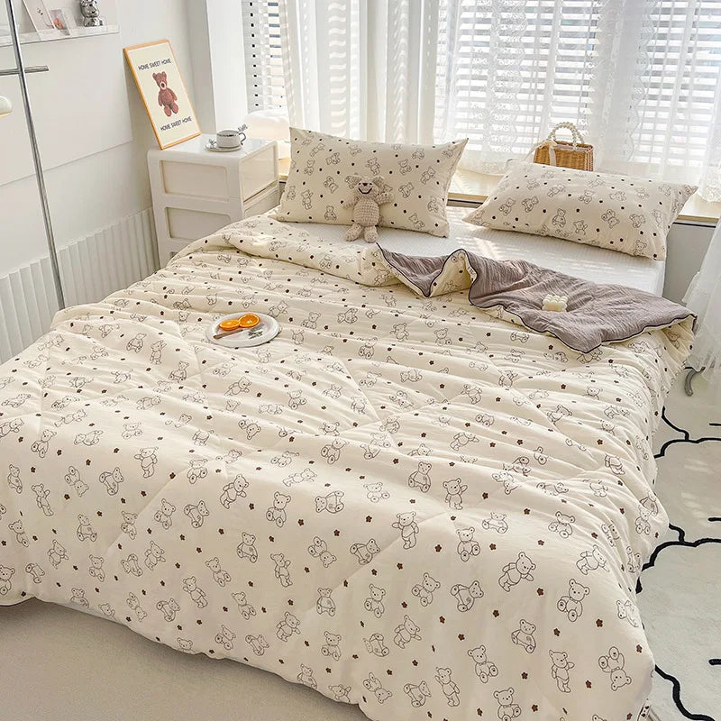 Afralia™ Double Gauze Rabbit Print Quilt: Soft, Breathable, Washable, Light Comforter
