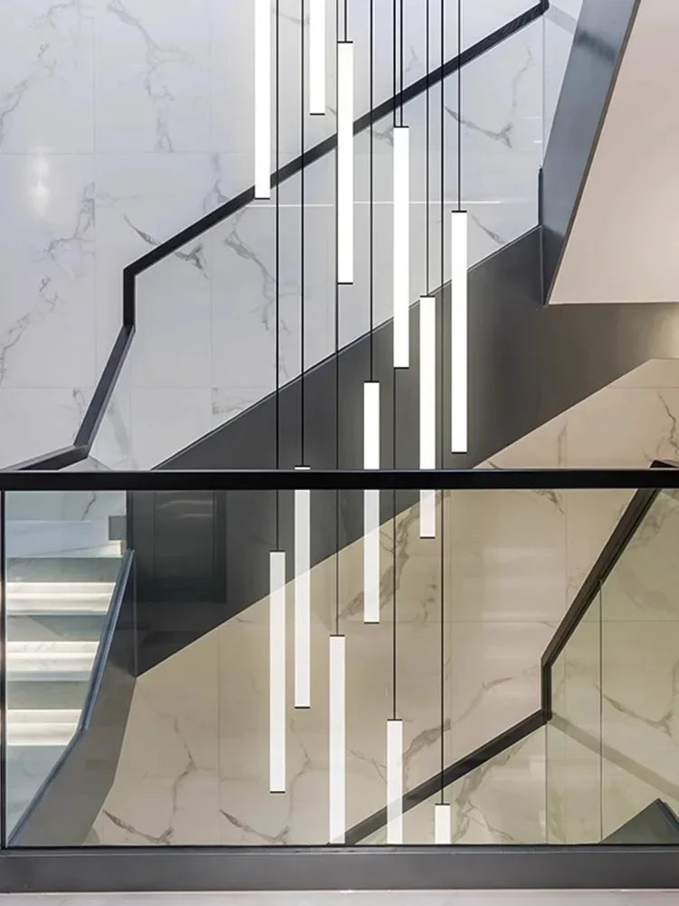 Acrylic Stair Pendant Lights for Modern Villa Decor - Afralia™ Duplex Loft LED Chandelier