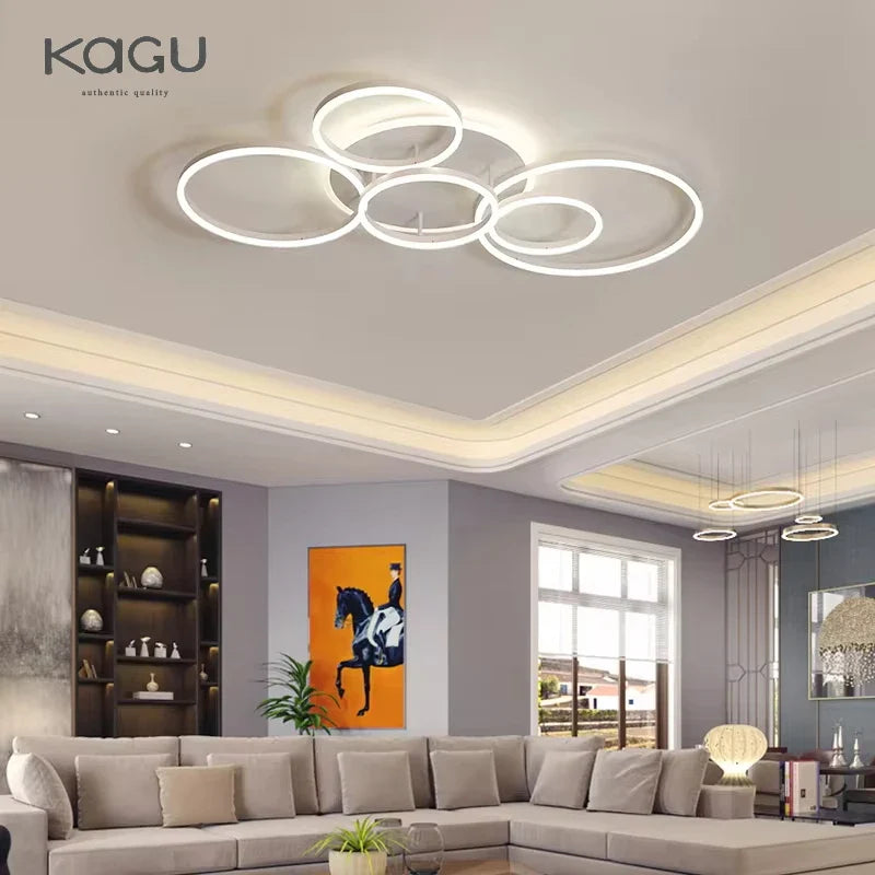 Afralia™ White Gold LED Chandelier for Living Room Study Parlor, Modern Indoor Lighting
