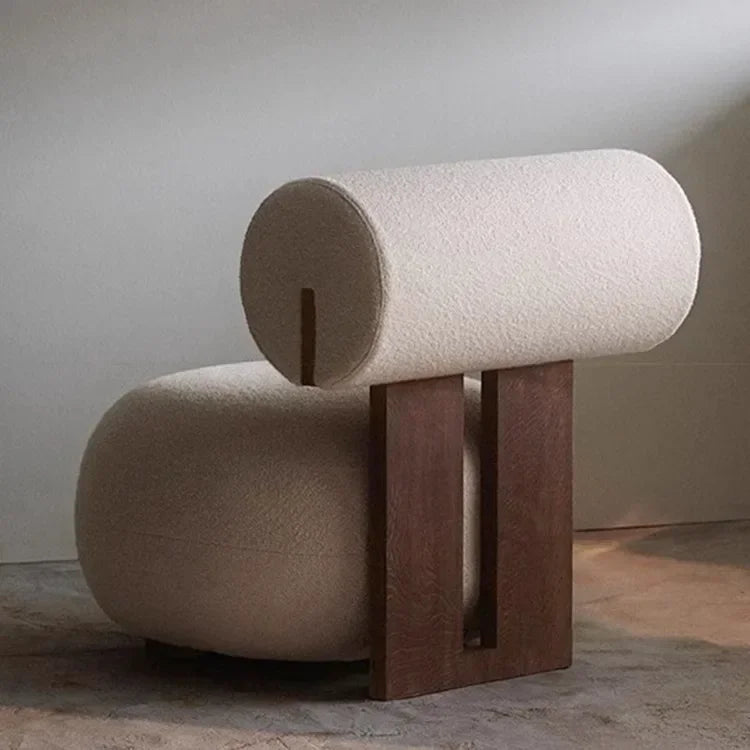 Afralia™ Nordic Solid Wood Sofa Chair Modern Light Luxury Cream Hippo Chair