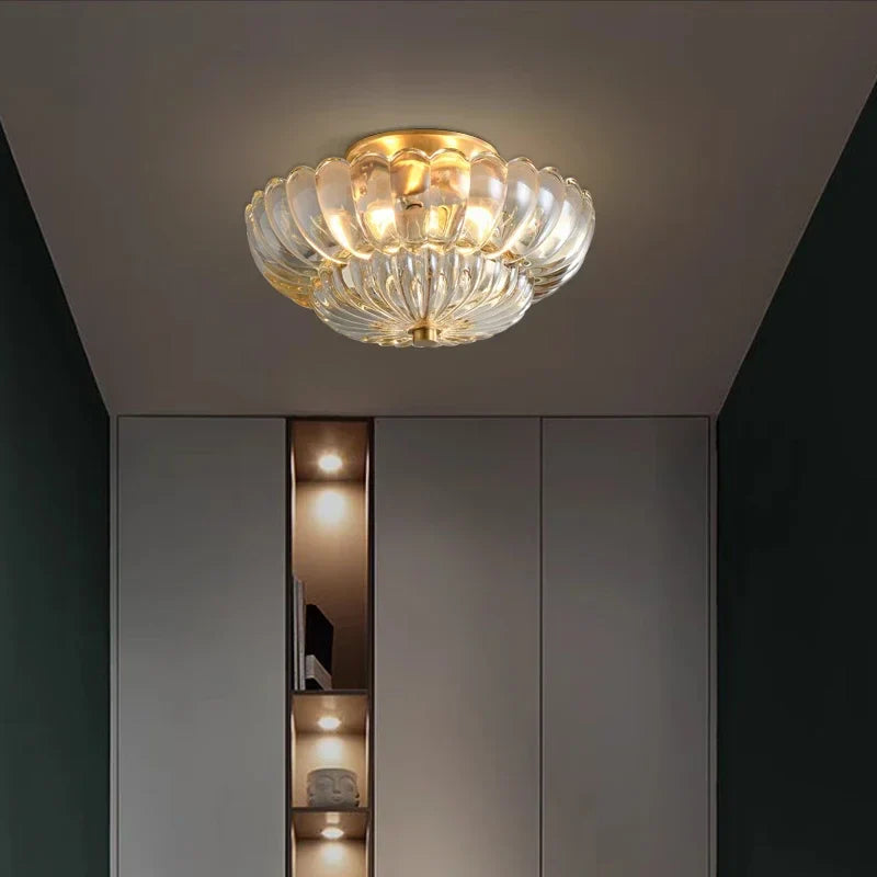 Afralia™ Copper Retro Ceiling Light: Elegant European Style for Bedroom, Study, or Corridor.