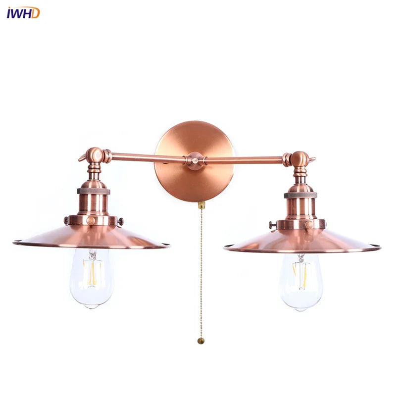 Afralia™ Dual Head Pink LED Wall Light for Bedroom Decor & Hotel Industrial Style