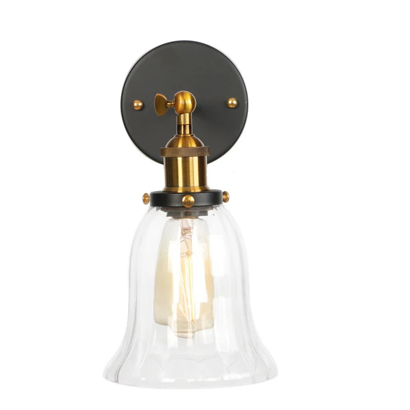 Afralia™ Industrial Clear Glass Wall Sconce Light for Stair, Foyer, Bedroom.