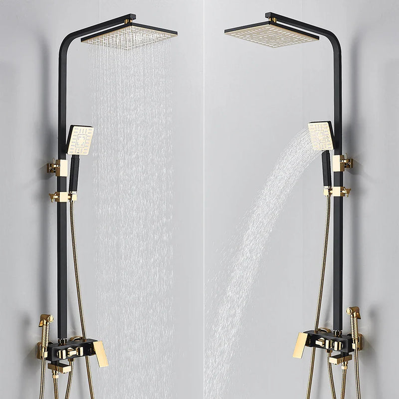 Afralia™ 8" Rainfall Shower Set with Bidet Function, Wall Mounted Hot Cold Mixer Tap