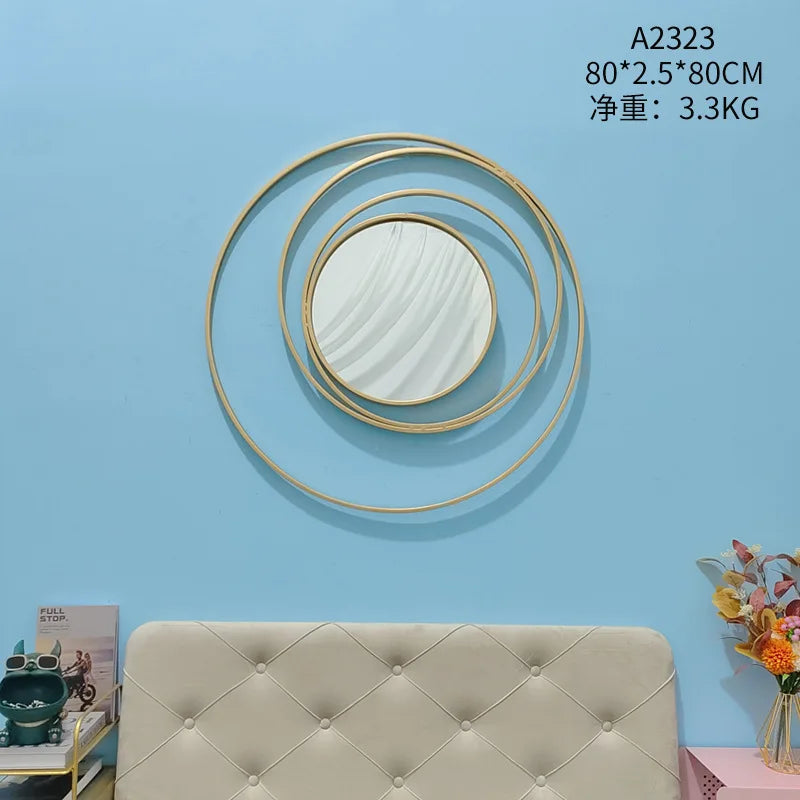 Afralia™ Luxury Round Mirror for Nordic Living Room Wall Decor