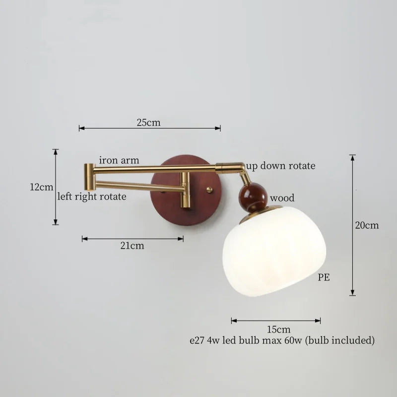 Afralia™ White Pumpkin LED Wall Light Fixture Swing Arm Nordic Modern Wandlamp
