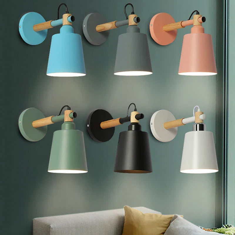 Afralia™ Modern Wood Sconce Nordic Wall Lamp Luminaire for Living Bedroom Kitchen