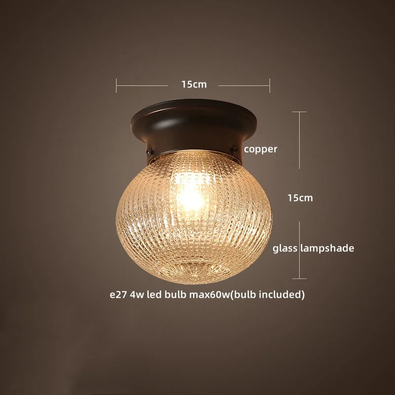 Afralia™ Copper Glass Ball LED Ceiling Light - Modern Style Indoor Lighting Fixtures