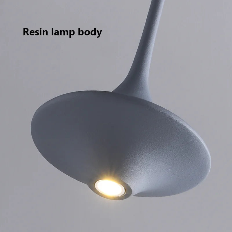 Afralia™ Modern Sleek Bedside LED Lamp Chandelier in White, Black, Blue - Nordic Design