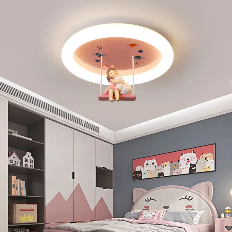 Afralia™ Princess LED Ceiling Light for Girl's Room, Modern Cartoon Design