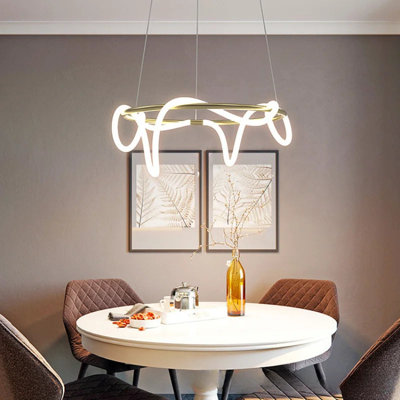 Afralia™ Minimalist Tube Chandelier for Dining - Musical Artistic Design