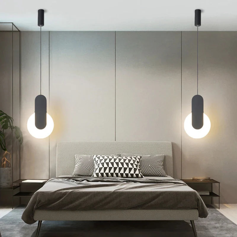Afralia™ Nordic Black LED Chandelier Minimalist Art Acrylic Lighting for Home, Restaurant, Bar